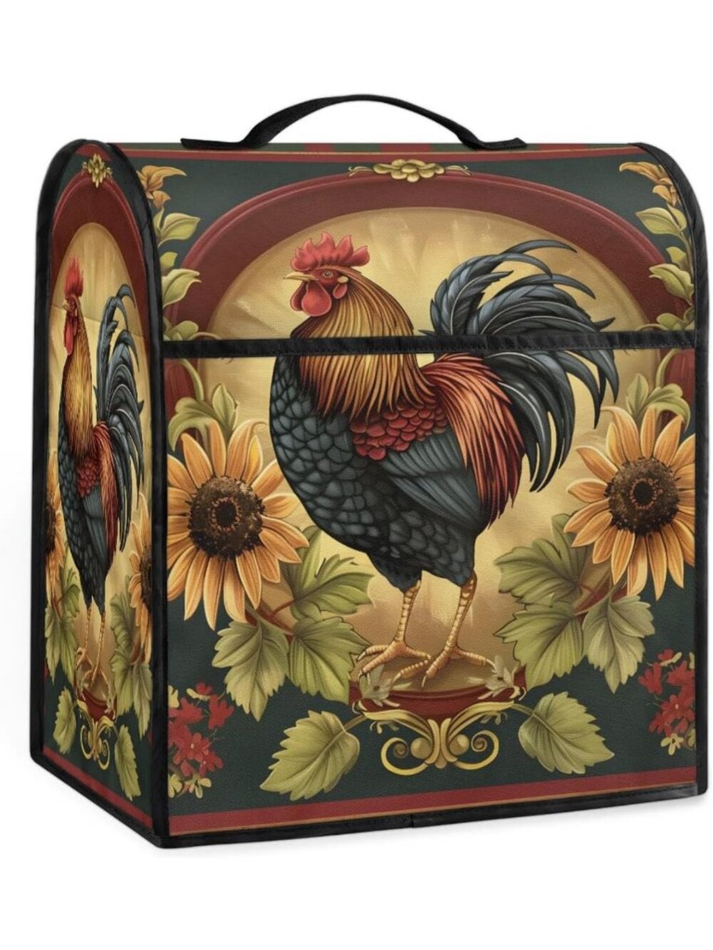 Vintage Rooster Sunflower Stand Mixer Cover - Durable, Washable Dust Cover for
